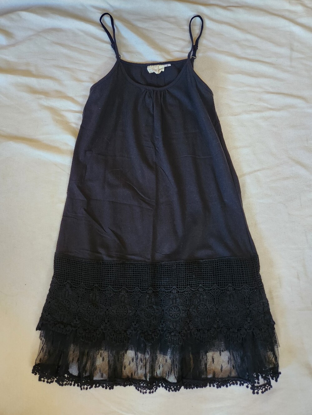 Winter Lemon Black Lace Trim Sleeveless Dress Size Small